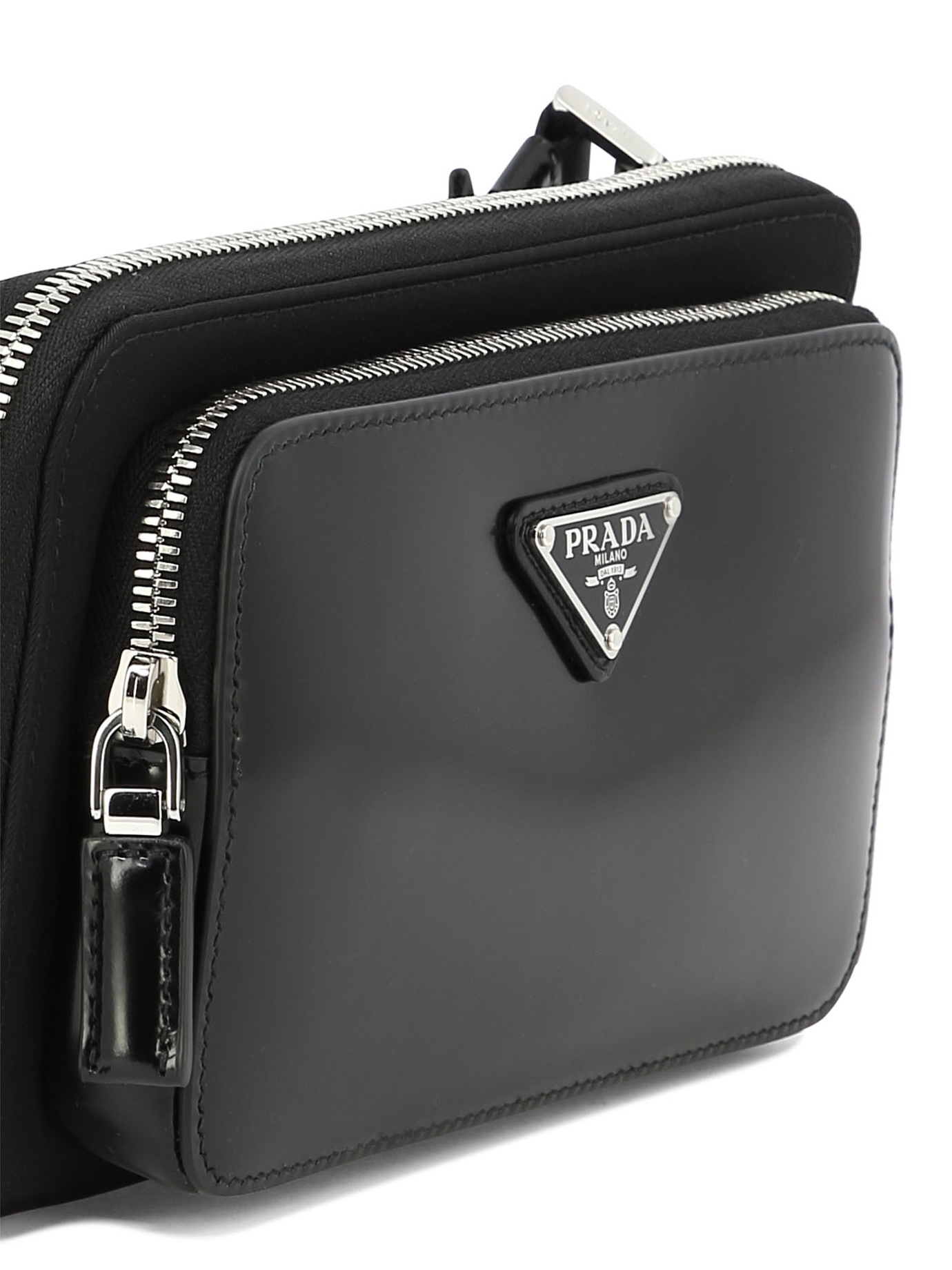 PRADA Black   Re-Nylon and brushed leather shoulder bag